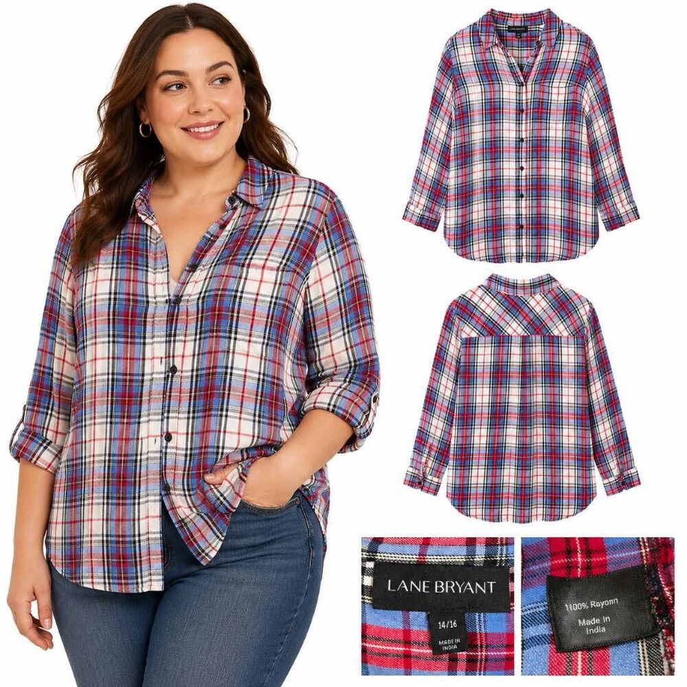 Lane Bryant Women’s 14/16 Plaid Button Down Shirt